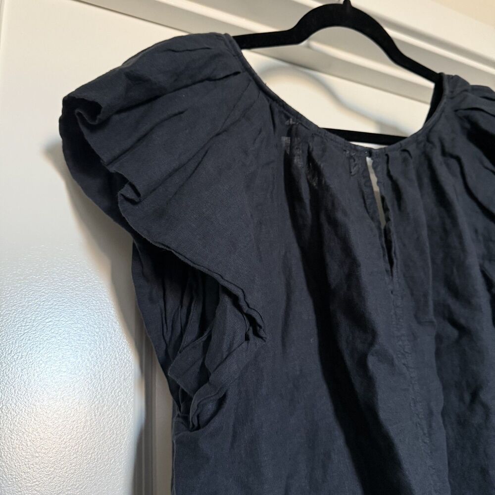 Velvet Graham Spencer 100% linen black fluttler sleeve top classic XL - Picture 7 of 11